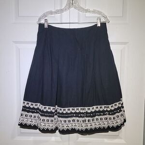 𝅺NY & Co.‎ A-Line Embroidered Smock Black Boho Skirt